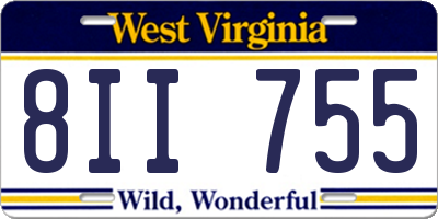 WV license plate 8II755