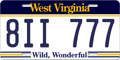 WV license plate 8II777