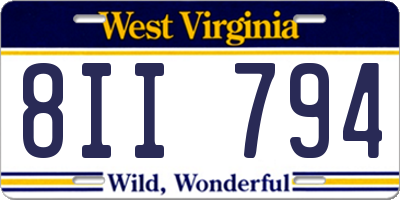 WV license plate 8II794