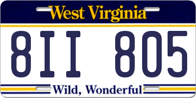 WV license plate 8II805