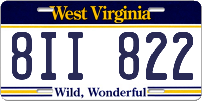 WV license plate 8II822