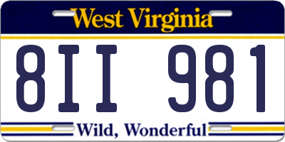 WV license plate 8II981