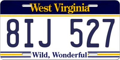 WV license plate 8IJ527