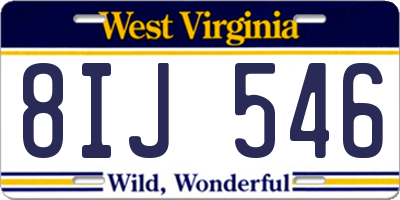 WV license plate 8IJ546