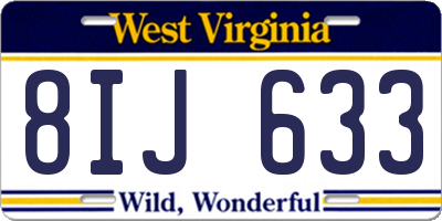 WV license plate 8IJ633
