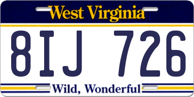 WV license plate 8IJ726