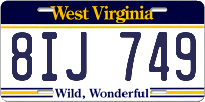 WV license plate 8IJ749