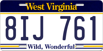 WV license plate 8IJ761