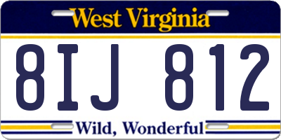 WV license plate 8IJ812