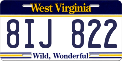 WV license plate 8IJ822