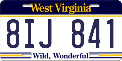WV license plate 8IJ841