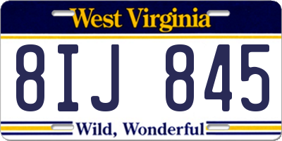 WV license plate 8IJ845