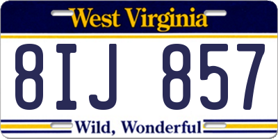 WV license plate 8IJ857