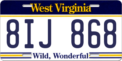 WV license plate 8IJ868