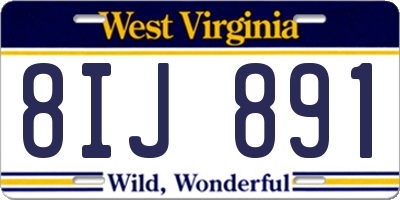 WV license plate 8IJ891