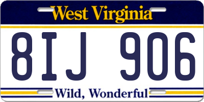 WV license plate 8IJ906