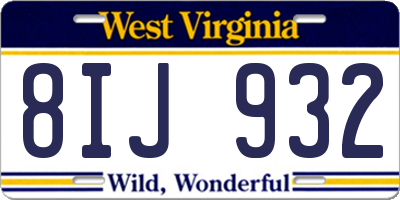 WV license plate 8IJ932