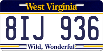 WV license plate 8IJ936