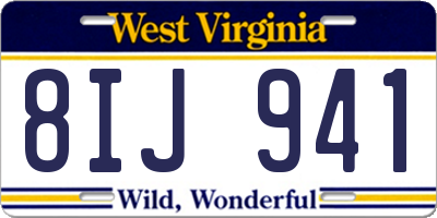 WV license plate 8IJ941