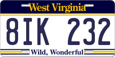 WV license plate 8IK232
