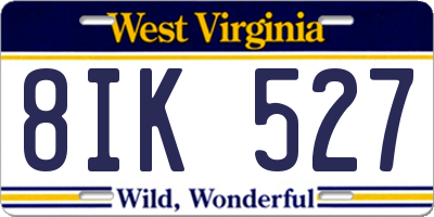 WV license plate 8IK527