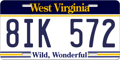 WV license plate 8IK572