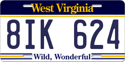 WV license plate 8IK624