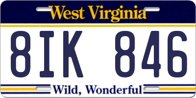 WV license plate 8IK846