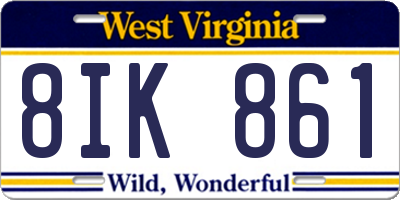 WV license plate 8IK861