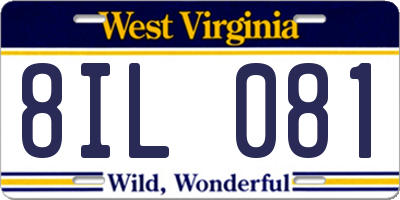 WV license plate 8IL081