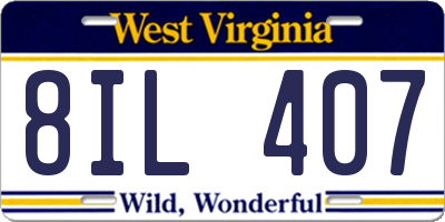 WV license plate 8IL407
