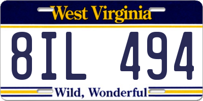 WV license plate 8IL494
