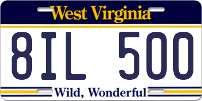 WV license plate 8IL500