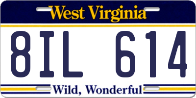 WV license plate 8IL614