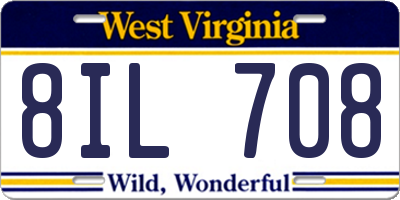WV license plate 8IL708