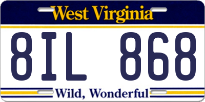 WV license plate 8IL868