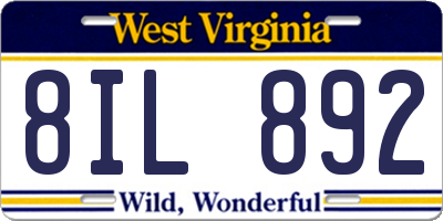 WV license plate 8IL892