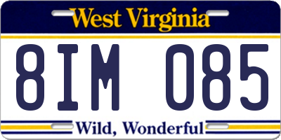 WV license plate 8IM085