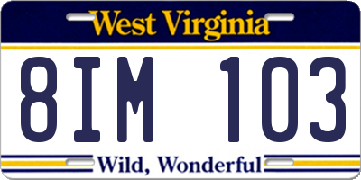 WV license plate 8IM103