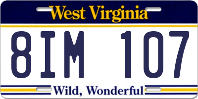 WV license plate 8IM107