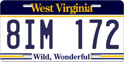 WV license plate 8IM172