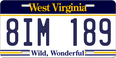 WV license plate 8IM189