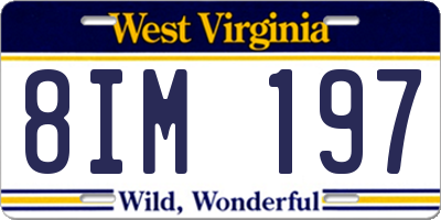WV license plate 8IM197