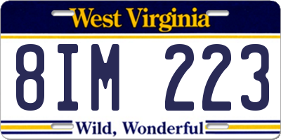 WV license plate 8IM223