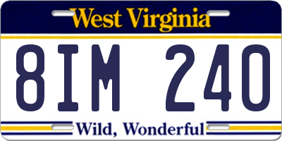 WV license plate 8IM240