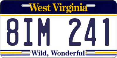 WV license plate 8IM241