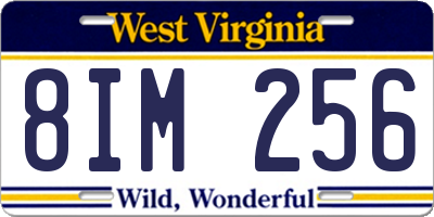 WV license plate 8IM256