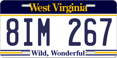 WV license plate 8IM267