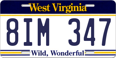 WV license plate 8IM347