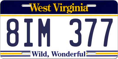 WV license plate 8IM377